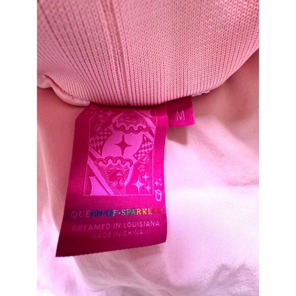 Queen Of Sparkles Pink Pickleball Skirt With Sequined Paddle Design & Built-In S - Picture 3 of 4